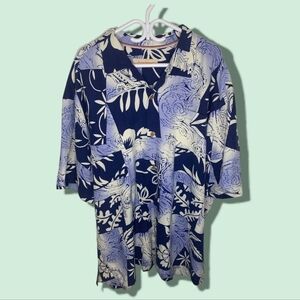 Vintage Tommy  Bahama 100% Silk Button-Down Dress Shirt, Size XXL